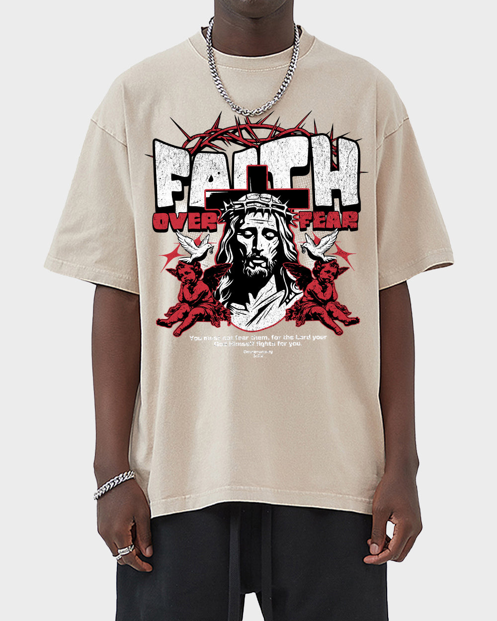 Faith Over Fear-Deuteronomy 322 Acid Wash Tshirt - Godlygrind