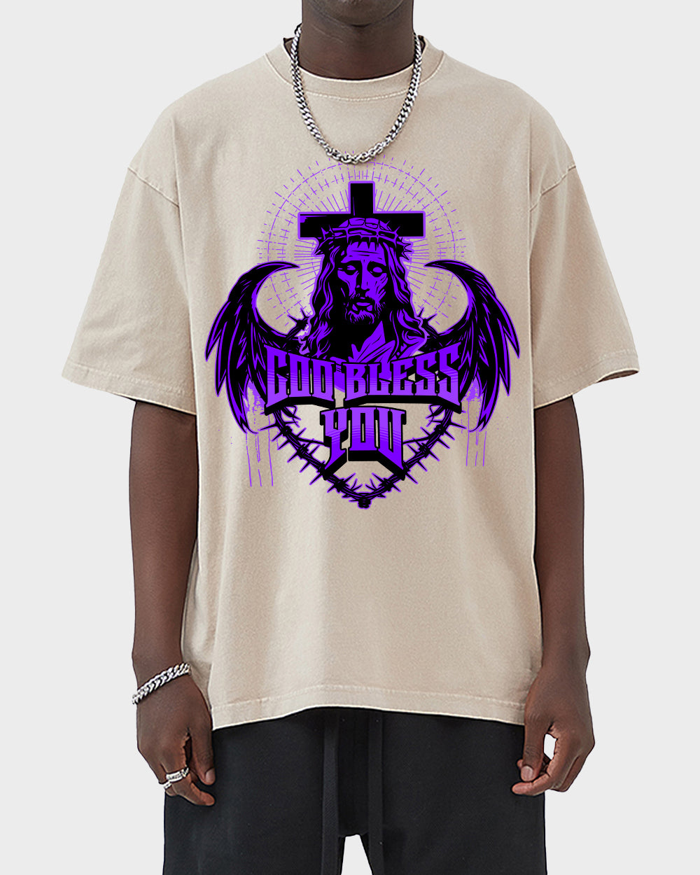 God Bless You Acid Wash Tshirt - Godlygrind