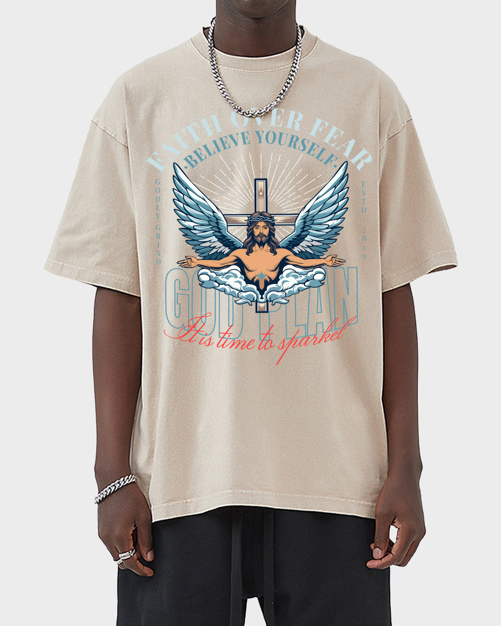 Faith Over Fear,believe in yourself Acid Wash Tshirt - Godlygrind