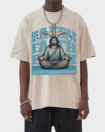But God demonstrates his own love for us in this-Romans 5-8 NIV Acid Wash Tshirt - Godlygrind
