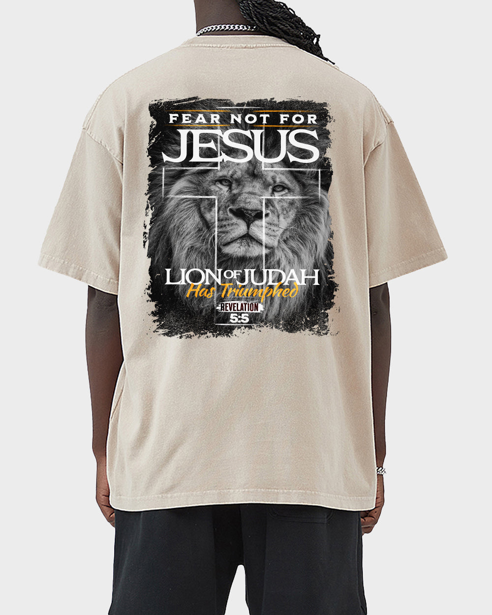 Fear not for Jesus - Lion of Judah Acid Wash Tshirt - Godlygrind