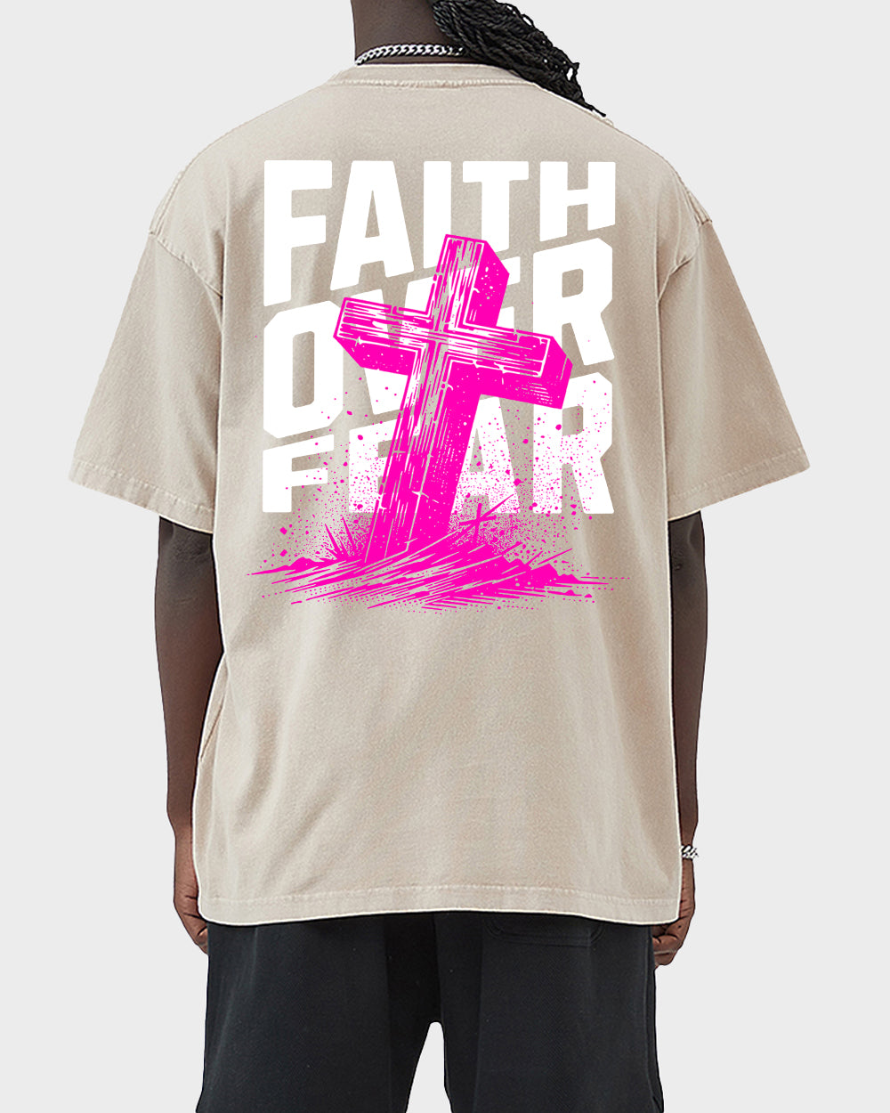 Faith Over Fear Acid Wash Tshirt - Godlygrind