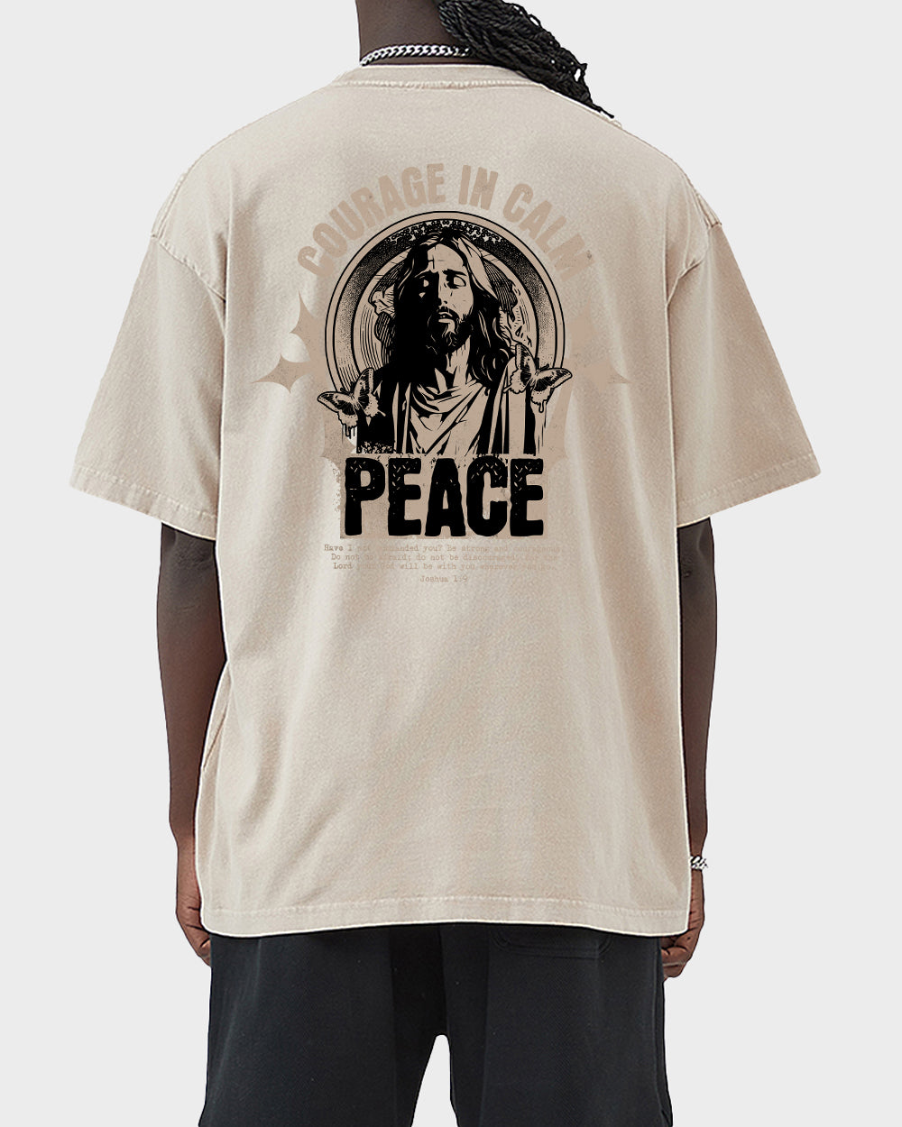 Courage In Calm Peace Acid Wash Tshirt - Godlygrind