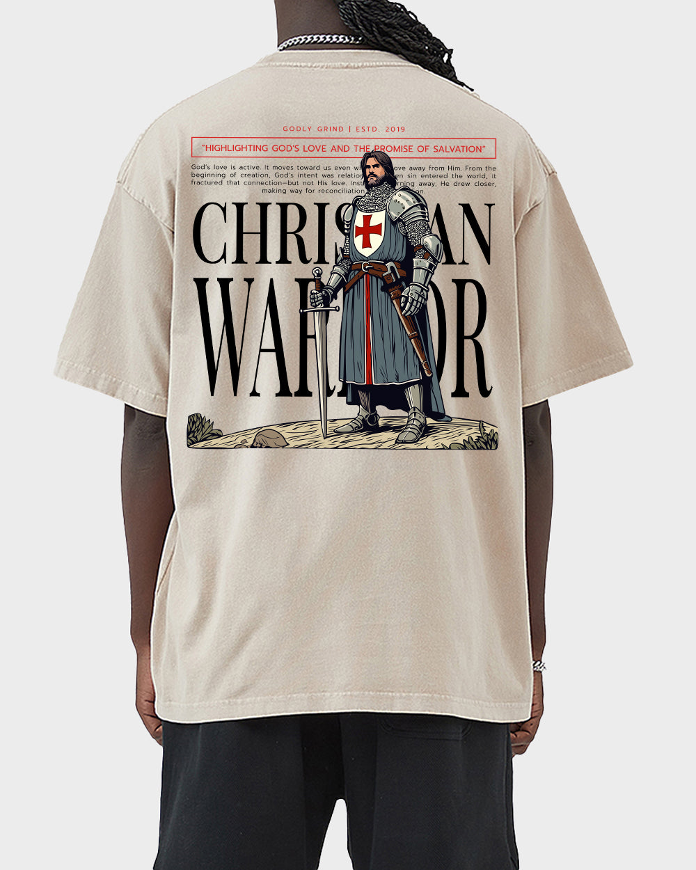 Christian Warrior Acid Wash Tshirt - Godlygrind