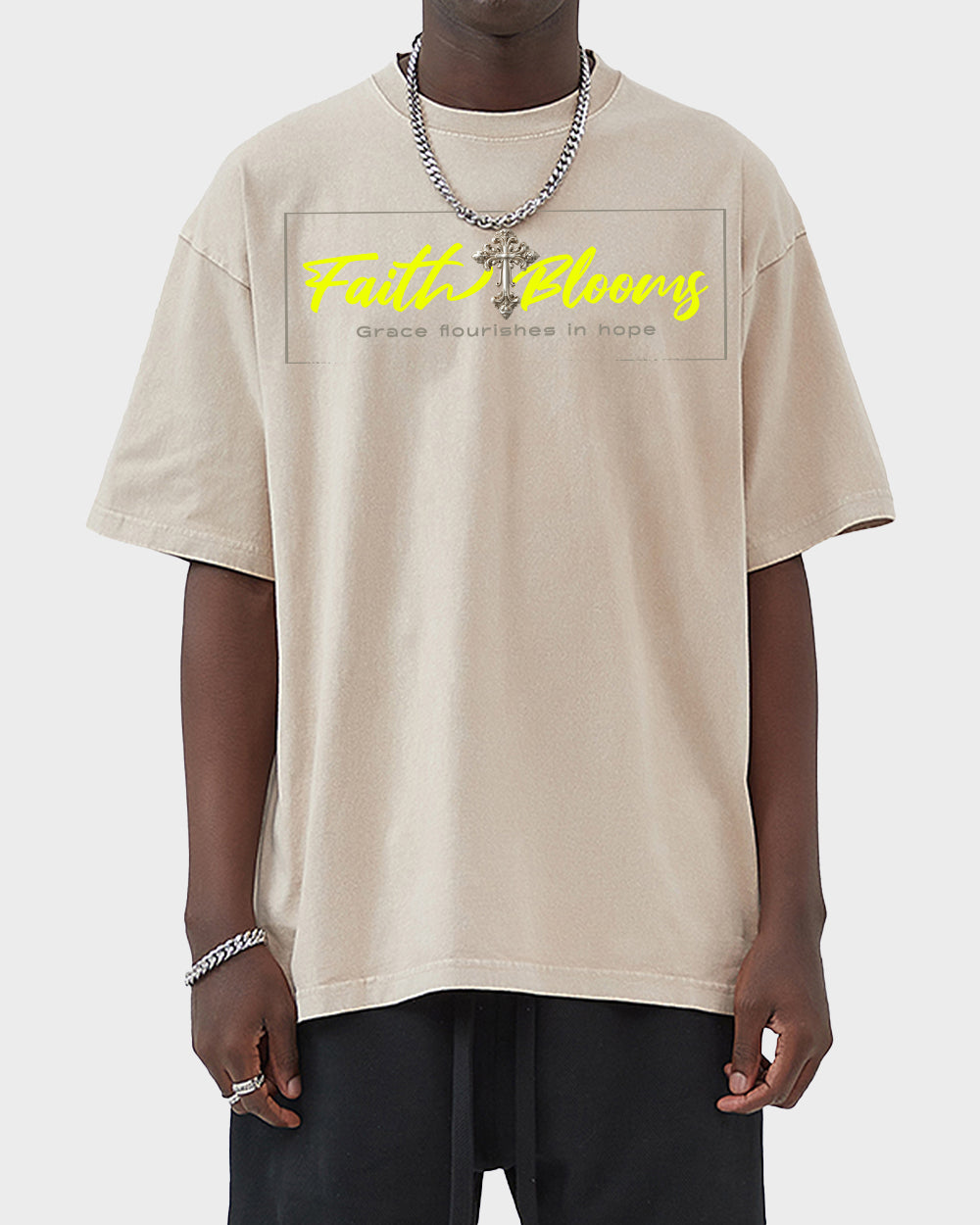 Faith Blooms Acid Wash Tshirt - Godlygrind