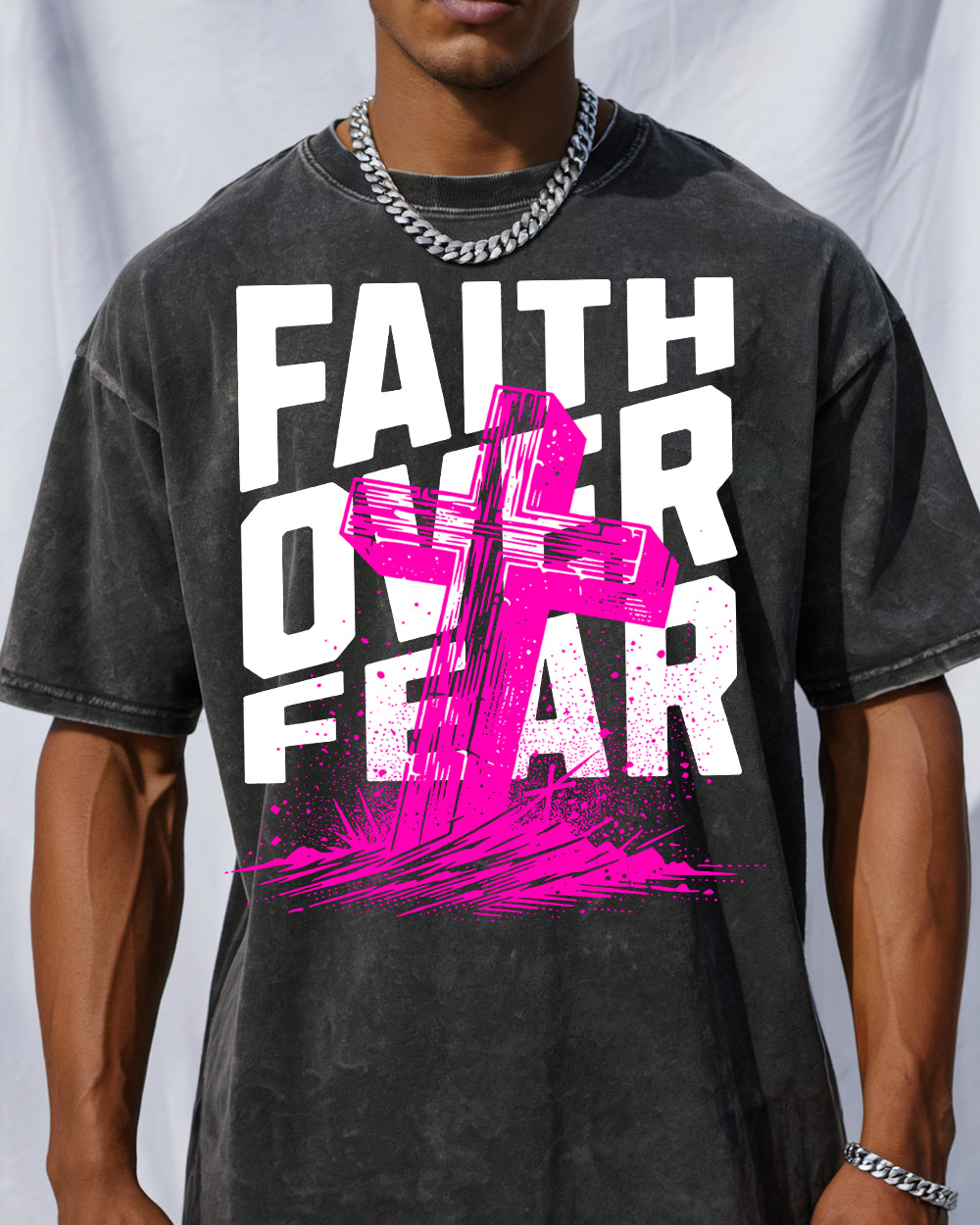 Faith Over Fear Acid Wash Tshirt - Godlygrind