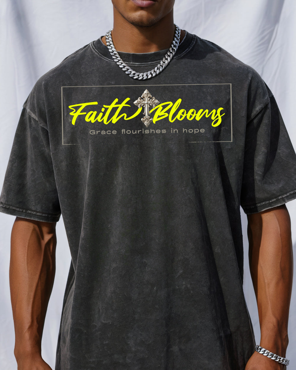 Faith Blooms Acid Wash Tshirt - Godlygrind