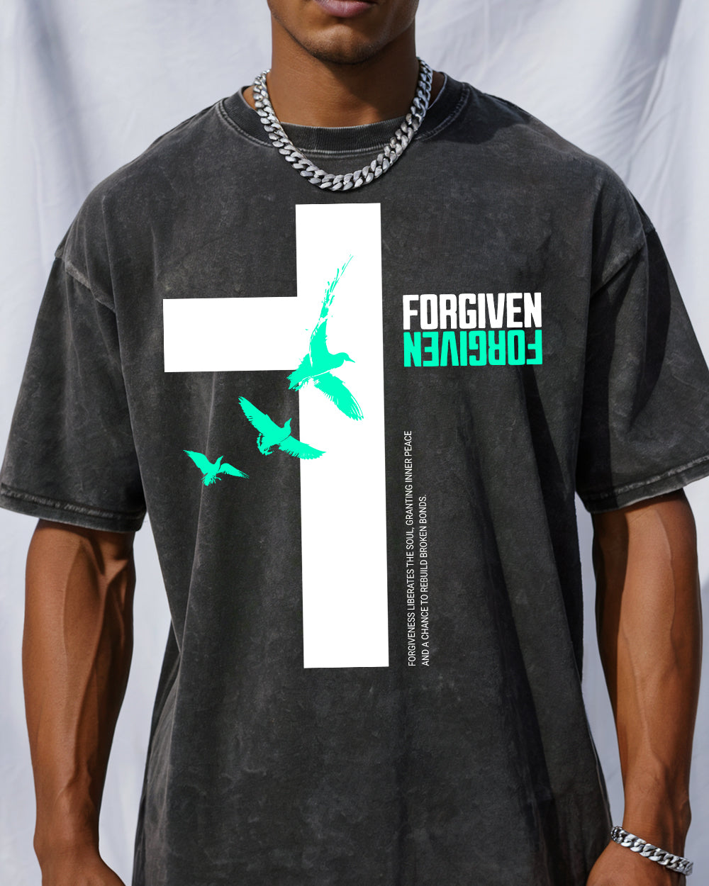 Forgiven Minimalist Acid Wash Tshirt - Godlygrind