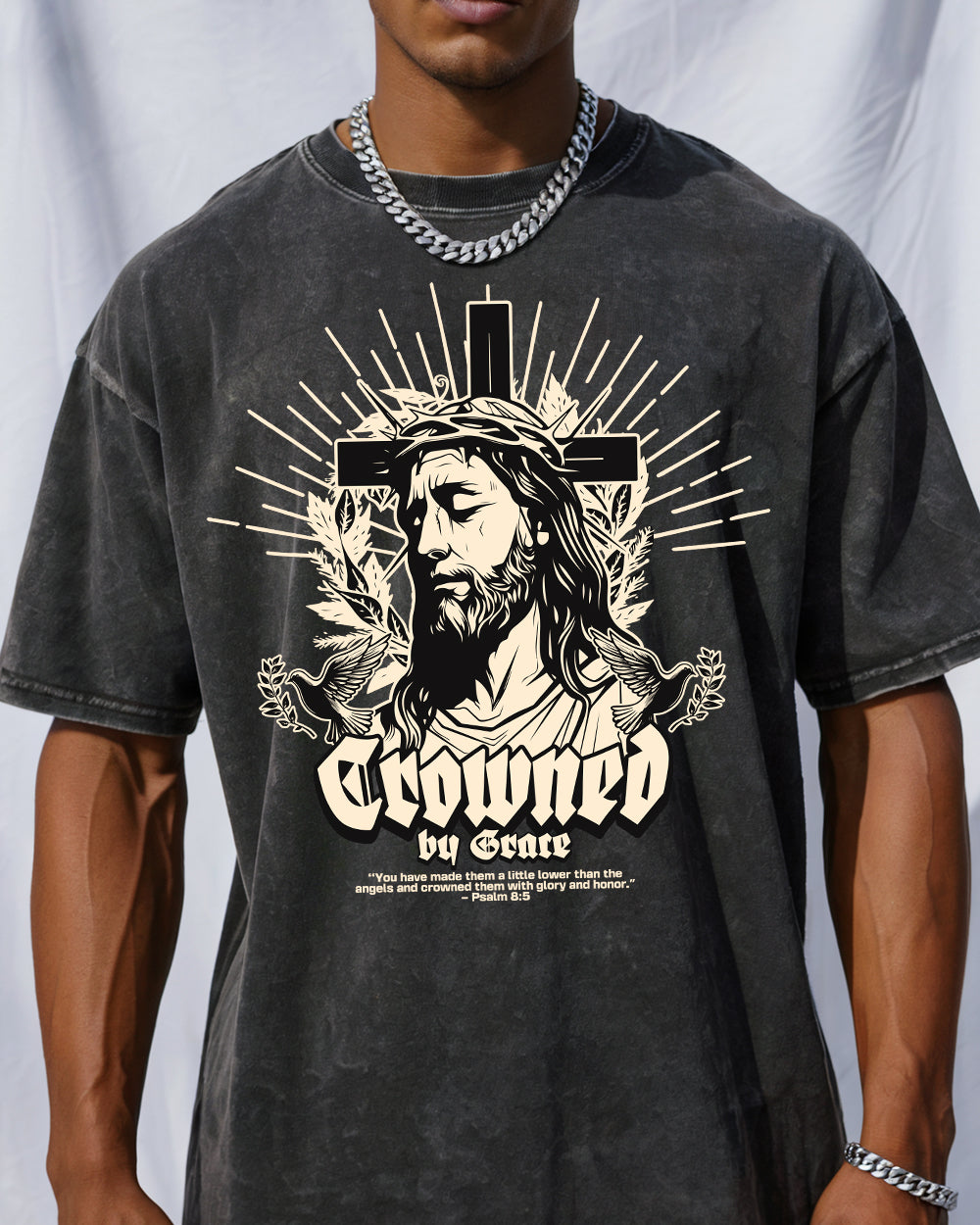 Crowned by Grace Acid Wash Tshirt - Godlygrind