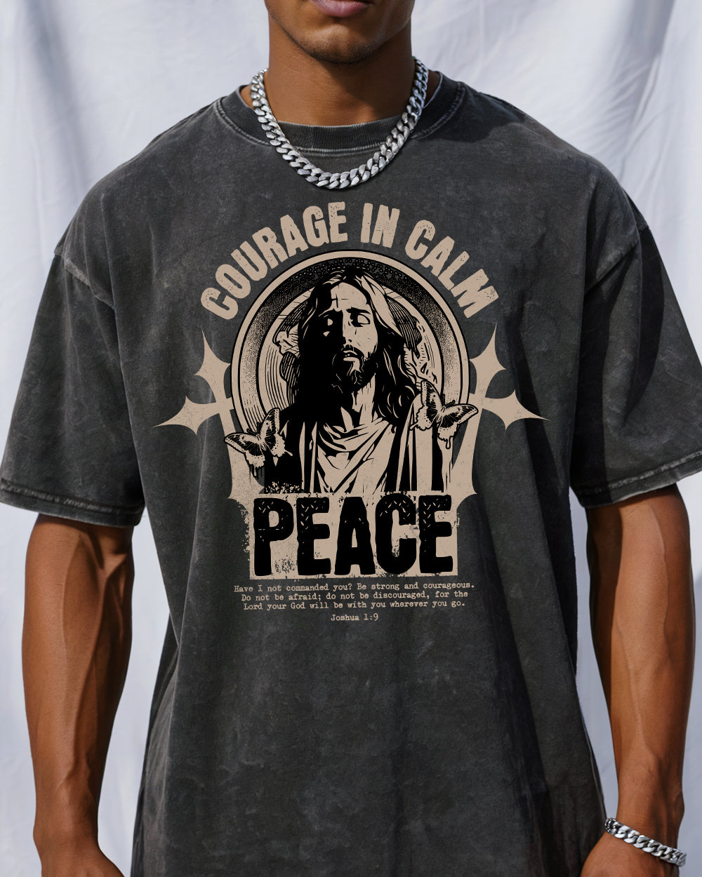 Courage In Calm Peace Acid Wash Tshirt - Godlygrind
