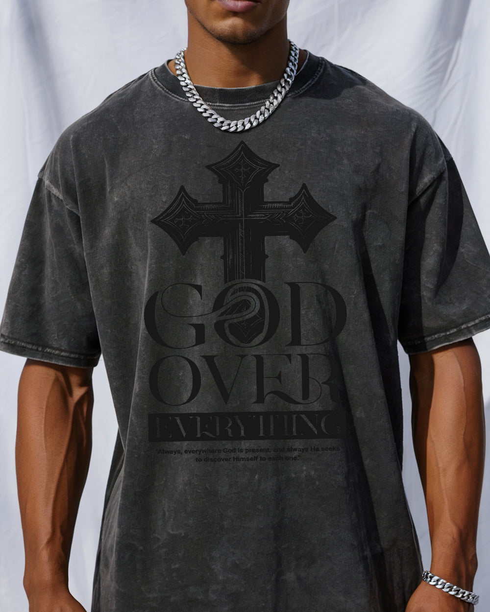 God Over Everything Acid Wash Tshirt - Godlygrind