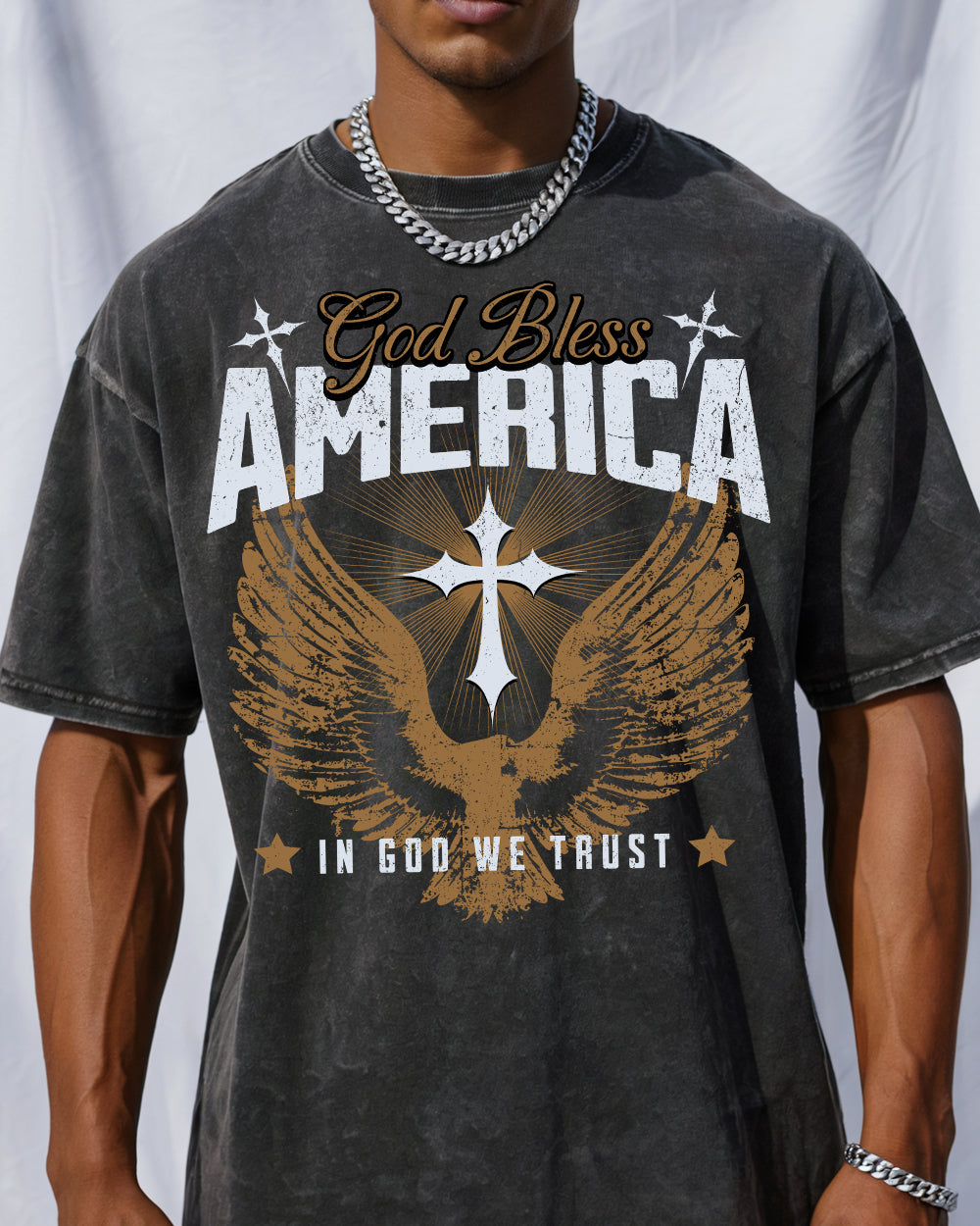 God Bless America Acid Wash Tshirt - Godlygrind