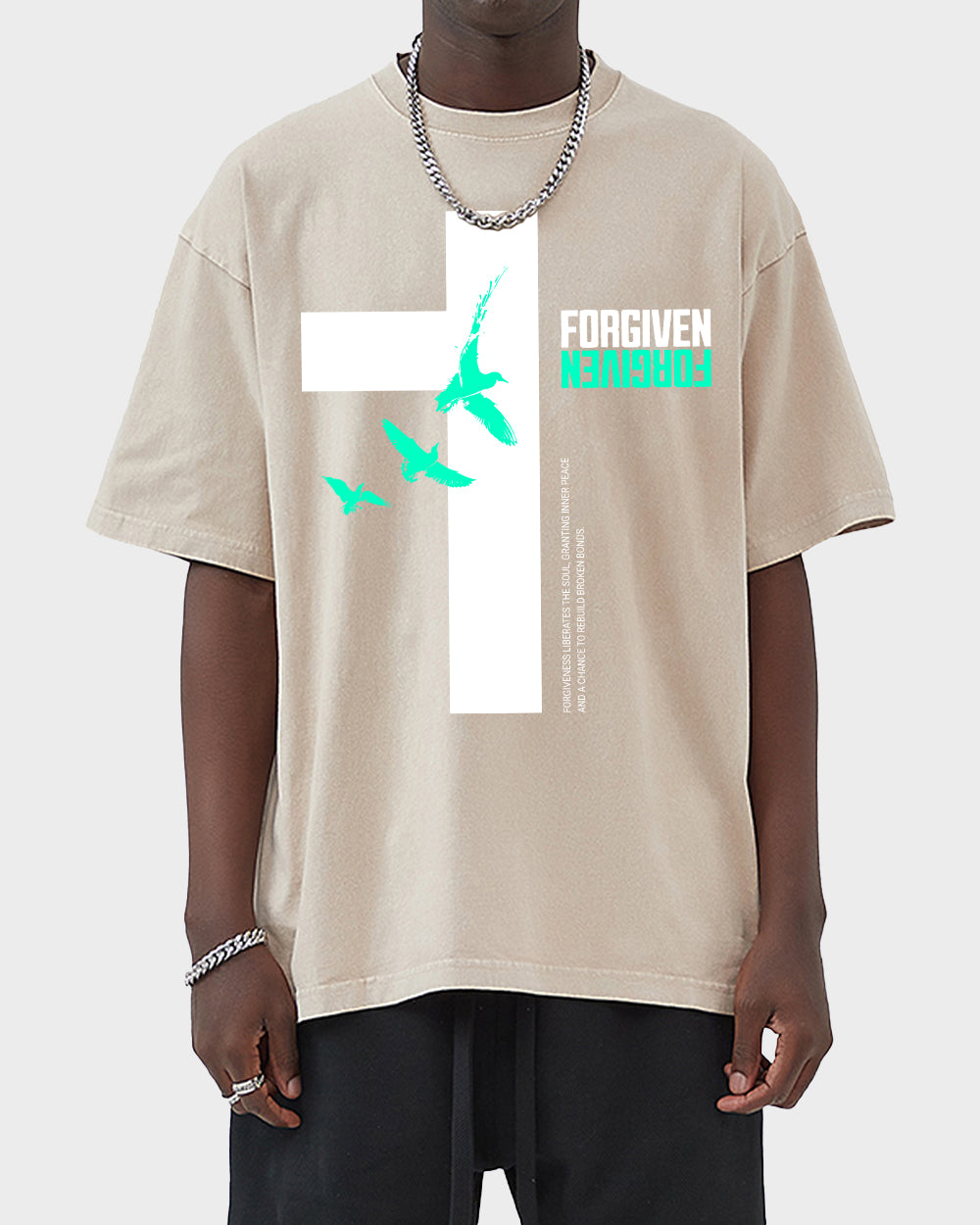 Forgiven Minimalist Acid Wash Tshirt - Godlygrind