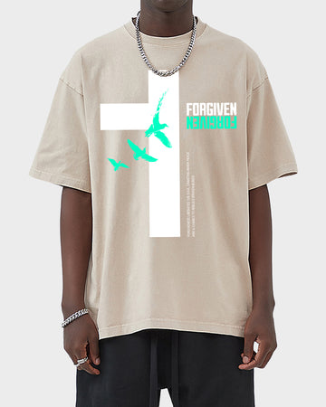 Forgiven Minimalist Acid Wash Tshirt - Godlygrind