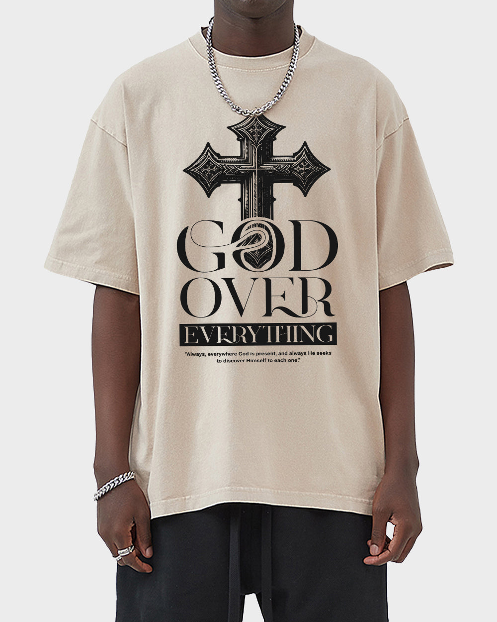 God Over Everything Acid Wash Tshirt - Godlygrind