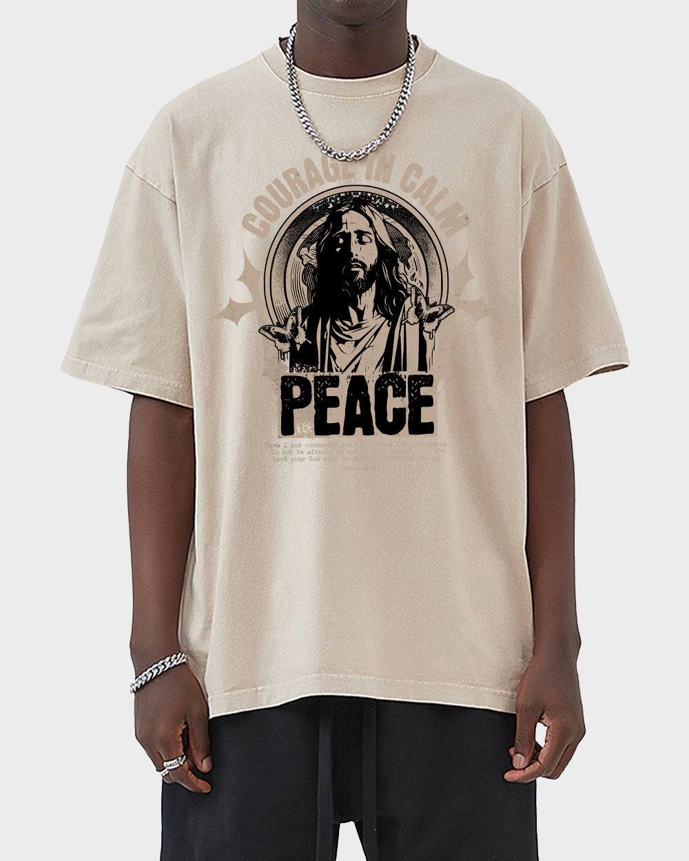 Courage In Calm Peace Acid Wash Tshirt - Godlygrind