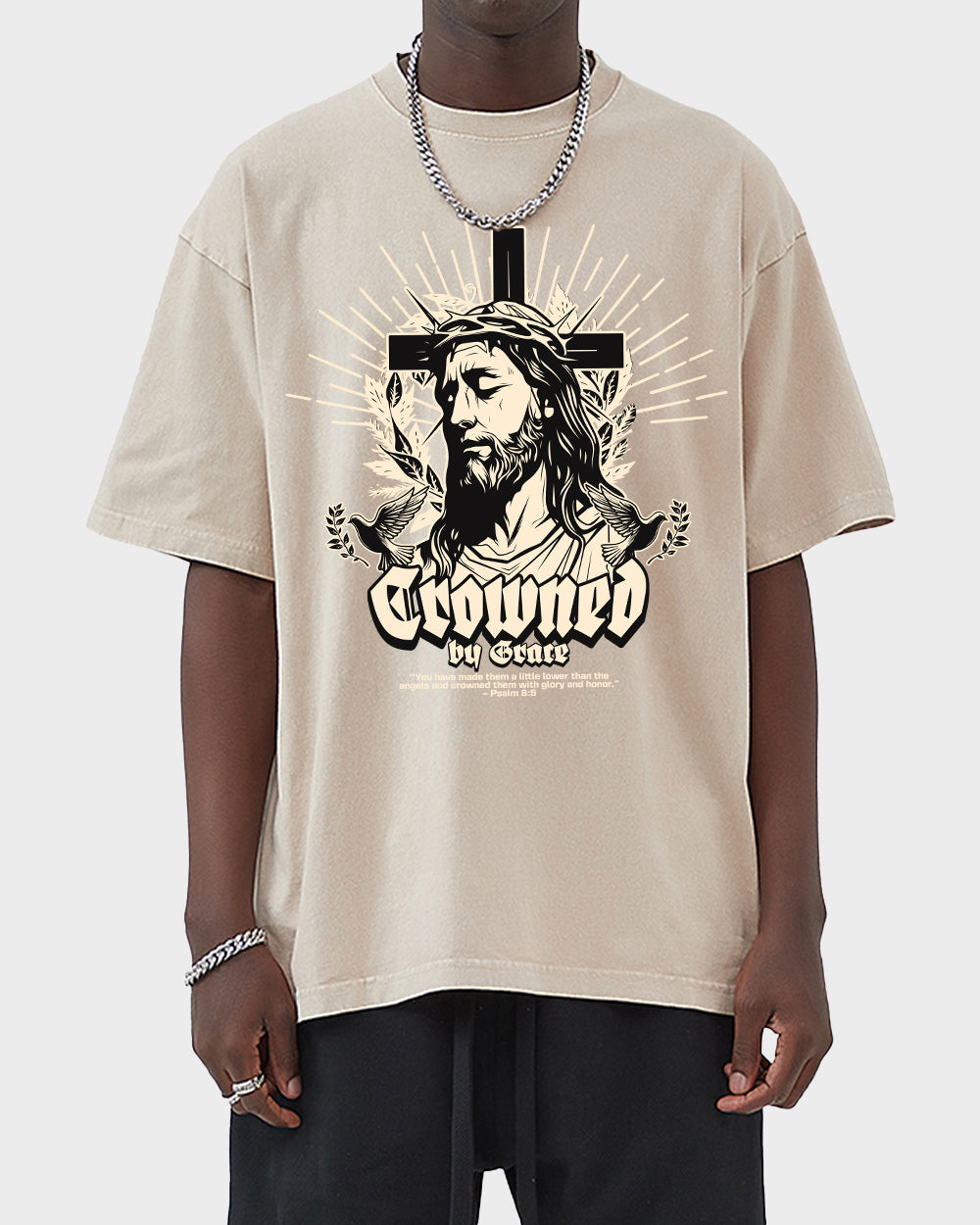 Crowned by Grace Acid Wash Tshirt - Godlygrind