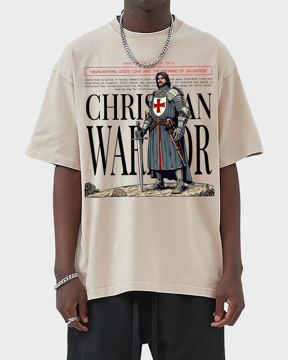Christian Warrior Acid Wash Tshirt - Godlygrind