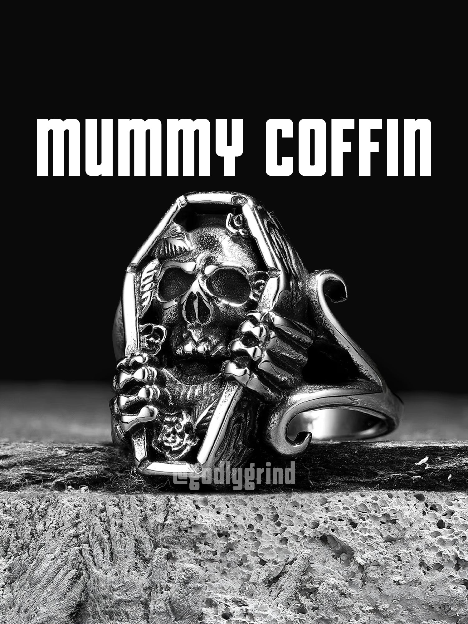 Mummy Skull Coffin Rings