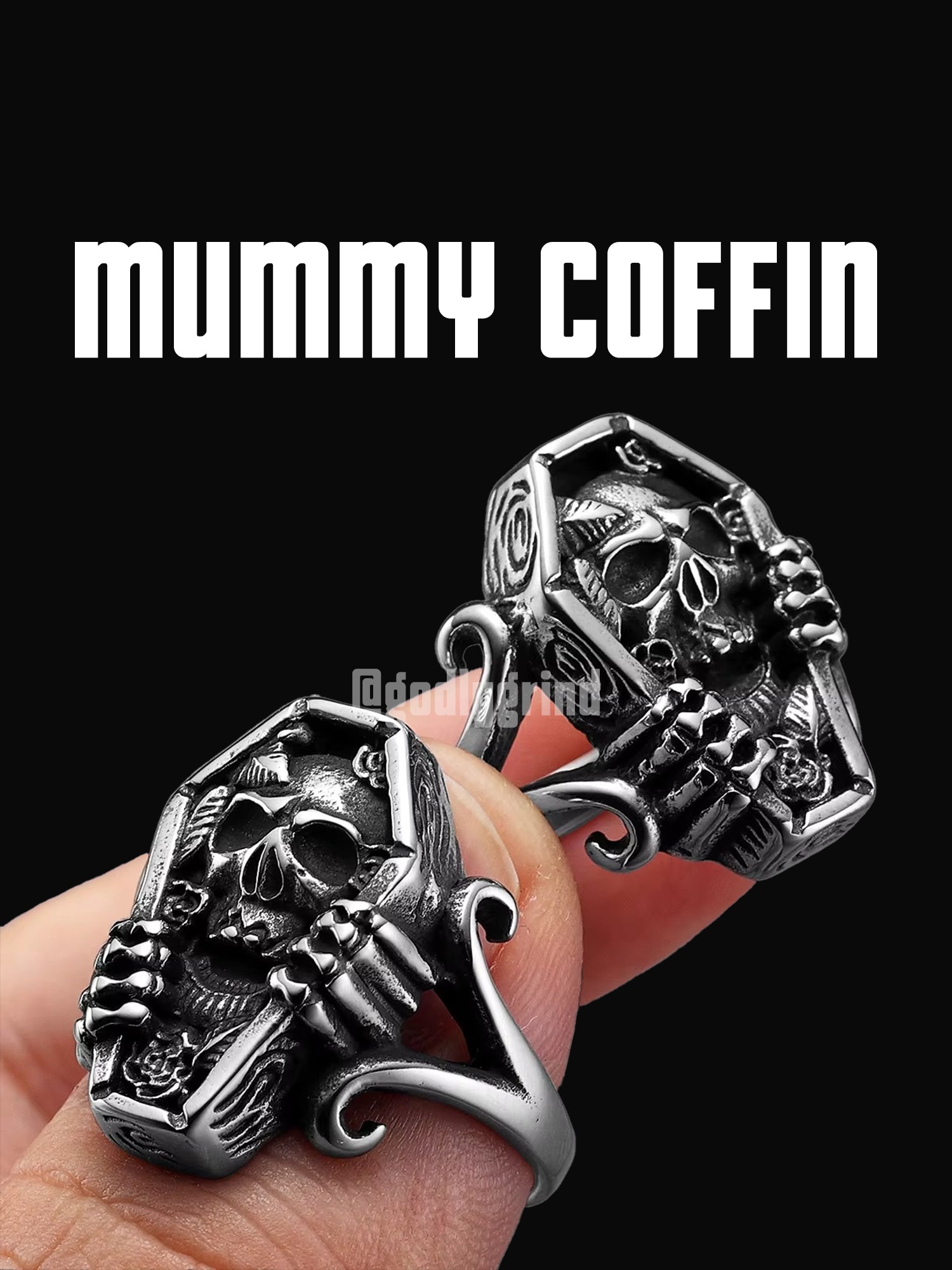 Mummy Skull Coffin Rings