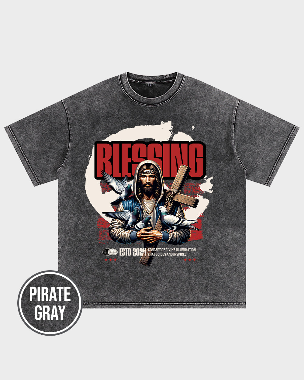 Blessing Concept of Divine illumination Acid Wash Tshirt - Godlygrind