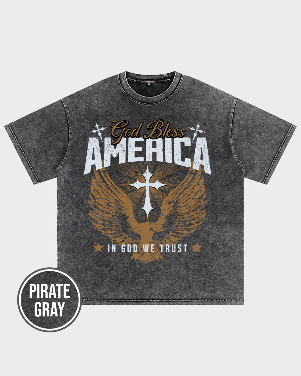 God Bless America Acid Wash Tshirt - Godlygrind