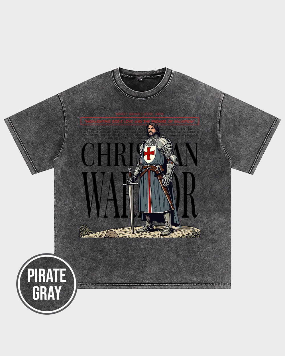 Christian Warrior Acid Wash Tshirt - Godlygrind