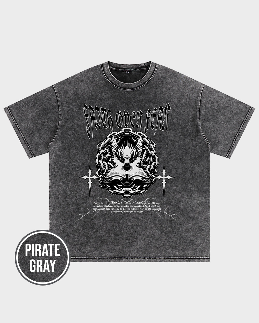 Faith Over Fear 4 Acid Wash Tshirt - Godlygrind