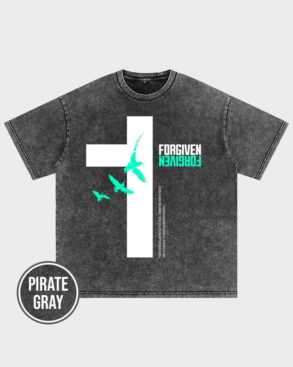 Forgiven Minimalist Acid Wash Tshirt - Godlygrind
