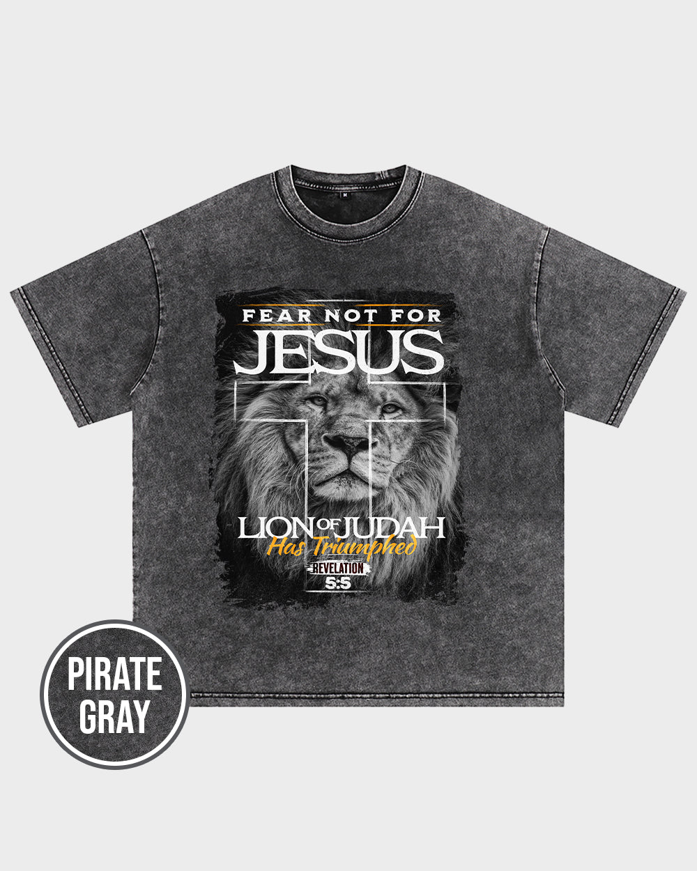 Fear not for Jesus - Lion of Judah Acid Wash Tshirt - Godlygrind