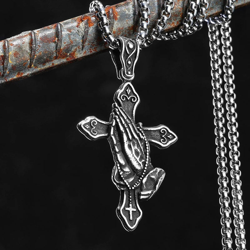 Prayer Cross Amulets Stainless Steel Necklaces
