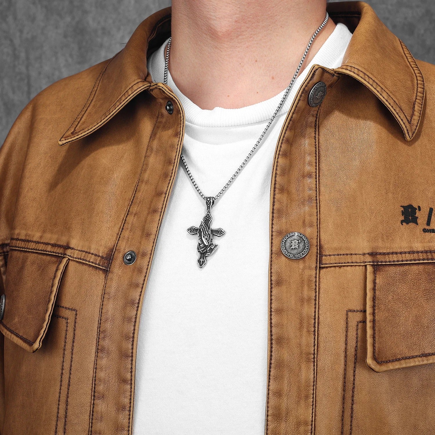 Prayer Cross Amulets Stainless Steel Necklaces