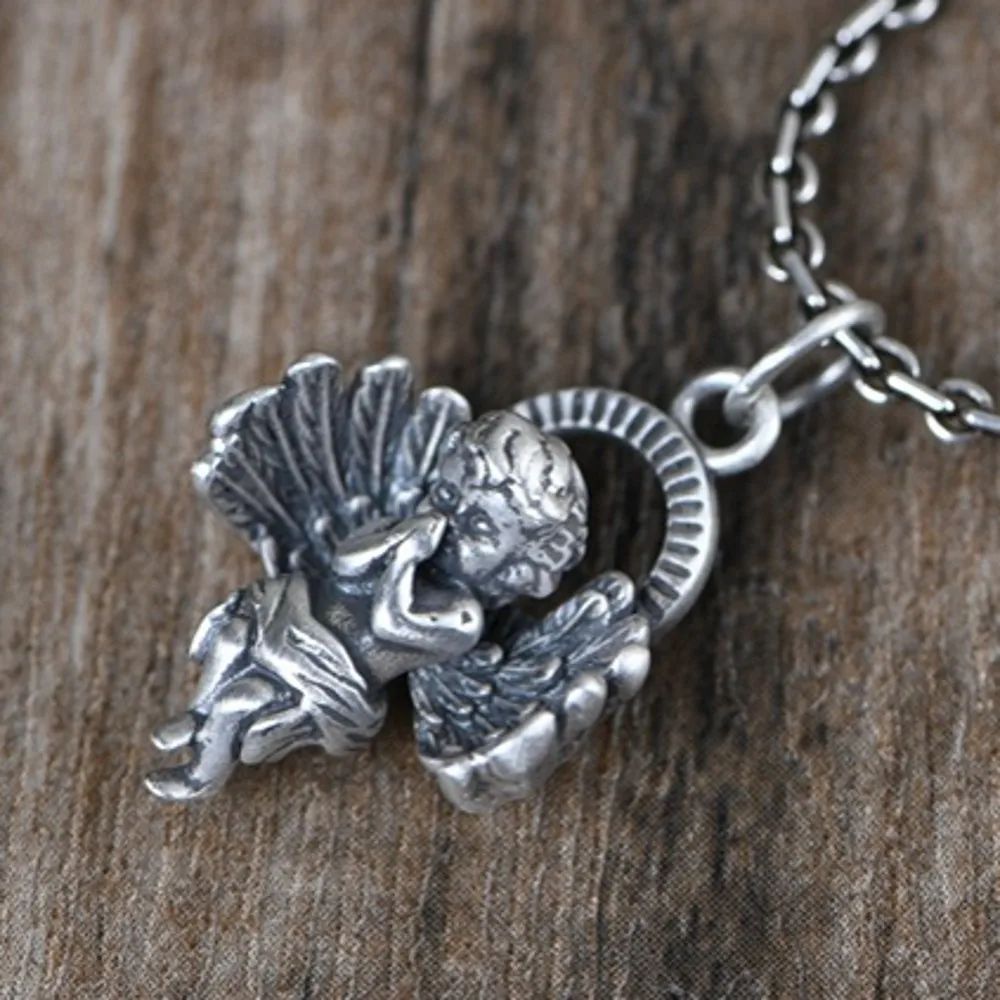 Praying Angel Pendant – Vintage Silver Style Necklace Charm