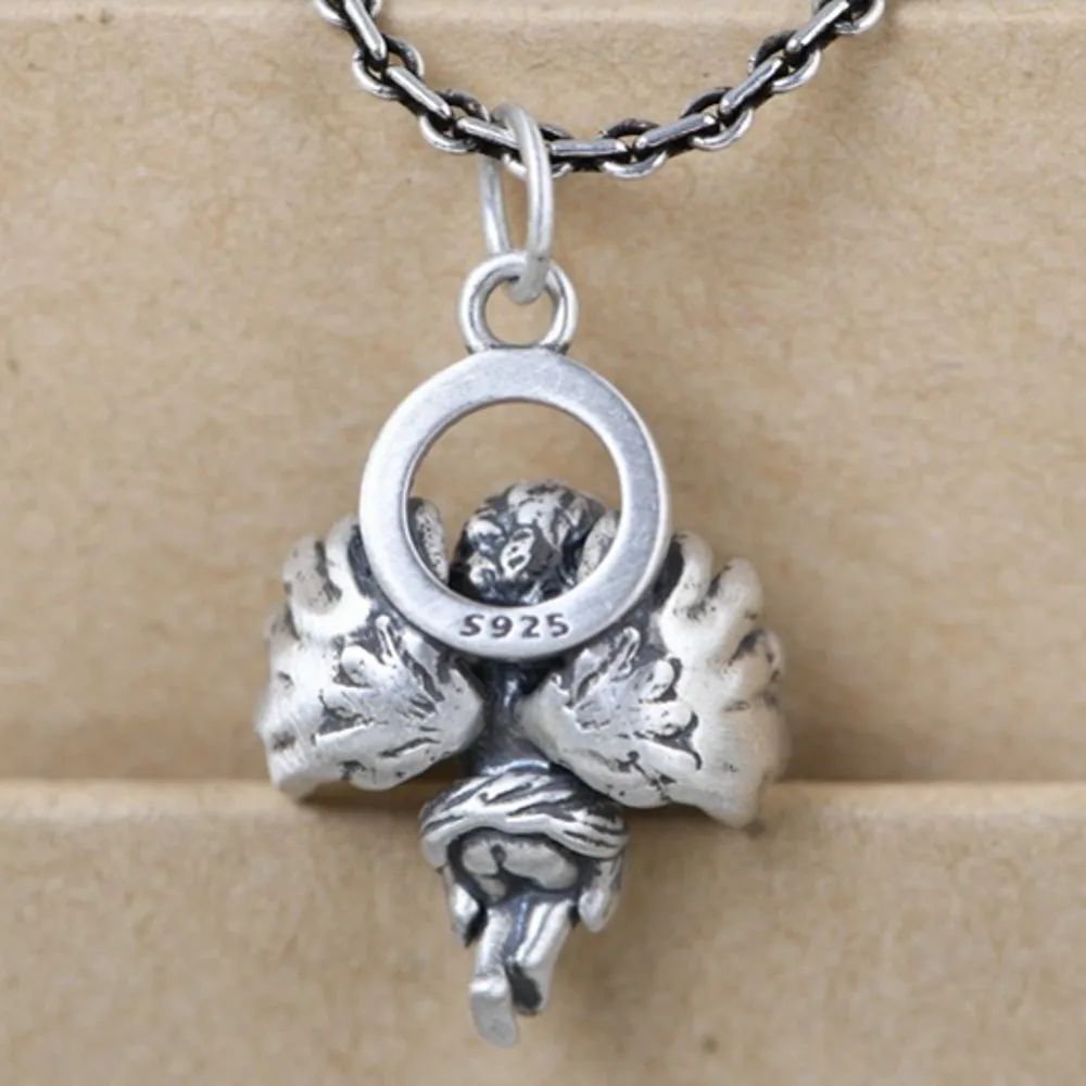 Praying Angel Pendant – Vintage Silver Style Necklace Charm