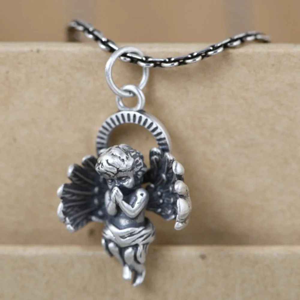 Praying Angel Pendant – Vintage Silver Style Necklace Charm