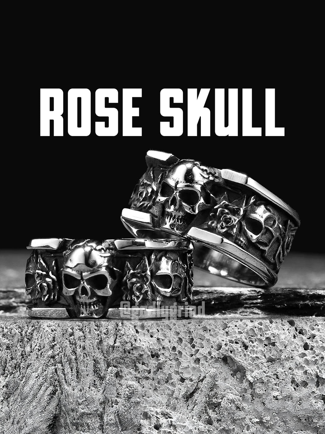 Rose Skull Stainless Steel Rings
