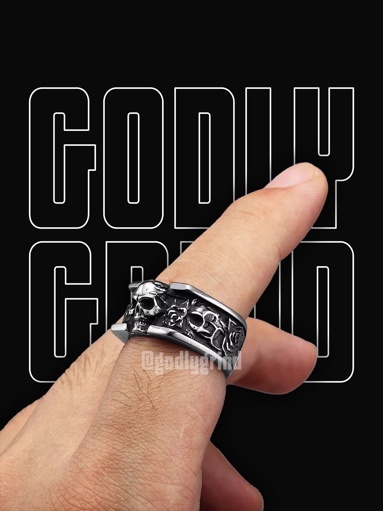 Rose Skull Stainless Steel Rings