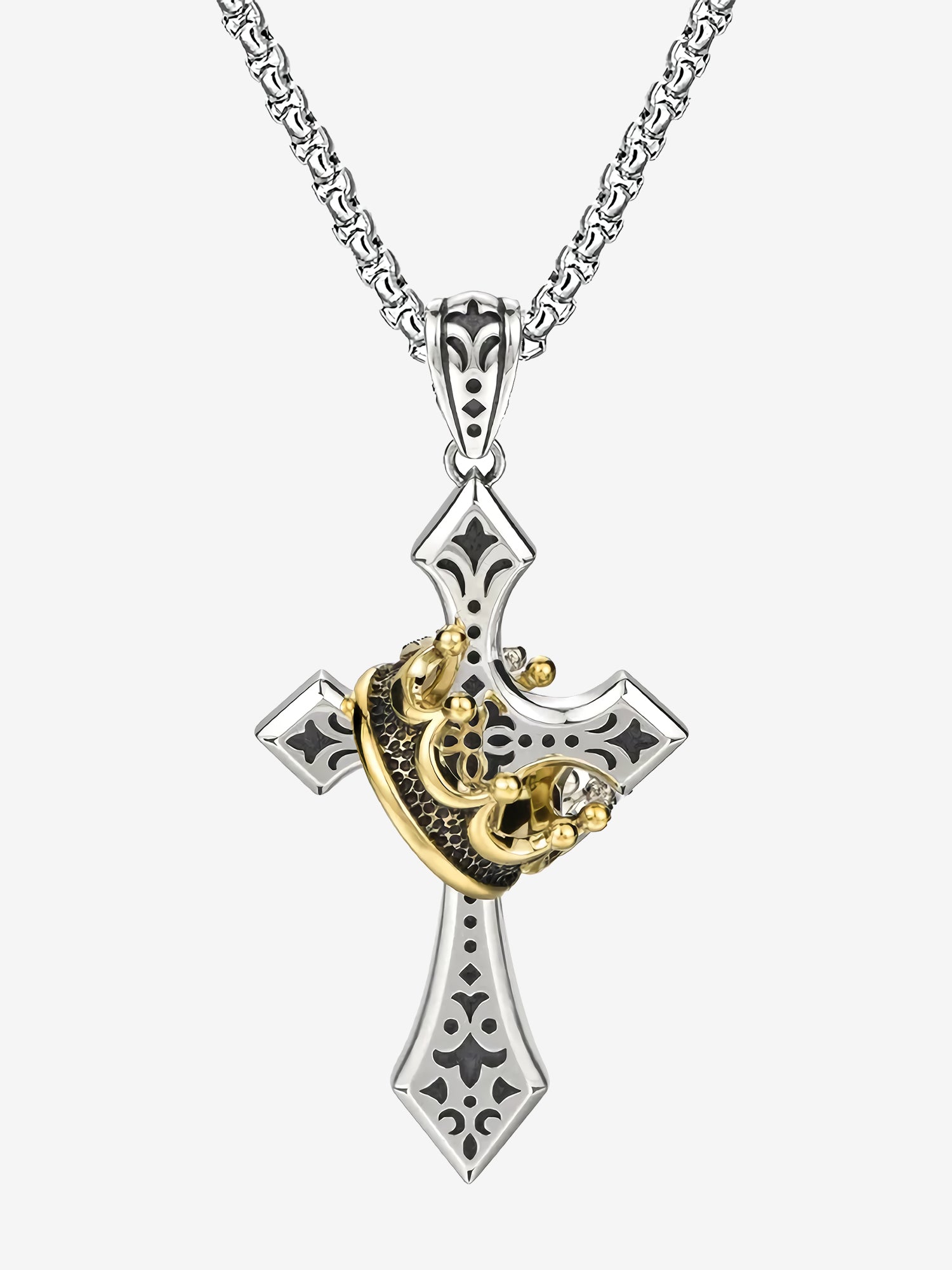 Royal Cross Necklace with Crown - Godlygrind