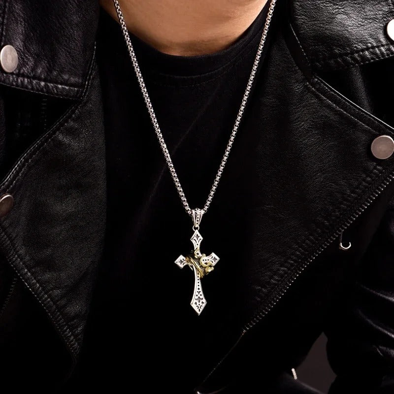 Royal Cross Necklace with Crown - Godlygrind