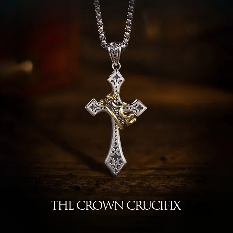 Royal Cross Necklace with Crown - Godlygrind