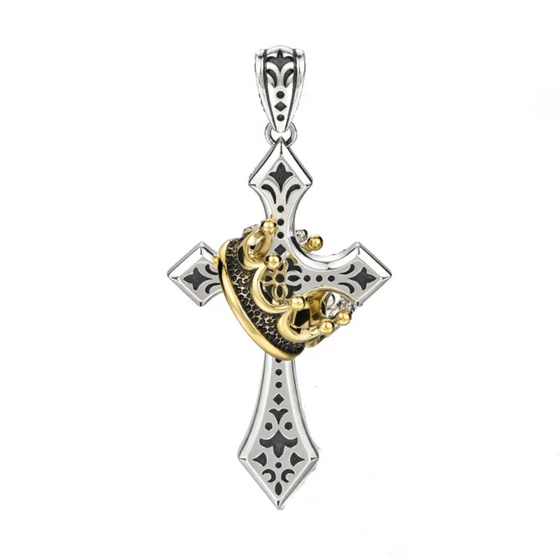 Royal Cross Necklace with Crown - Godlygrind