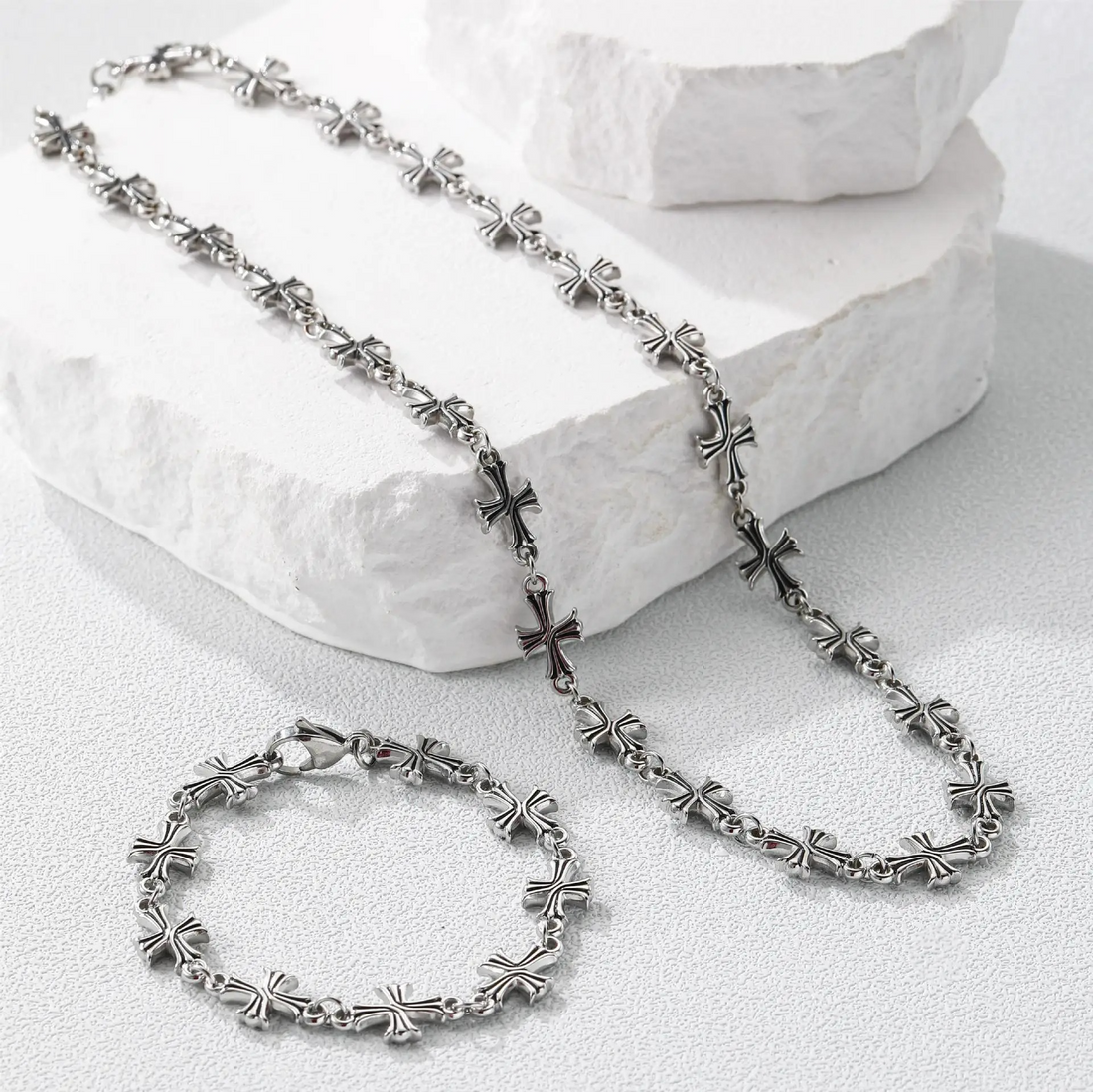 Saints Cross Bracelet – Gothic Steel Chain