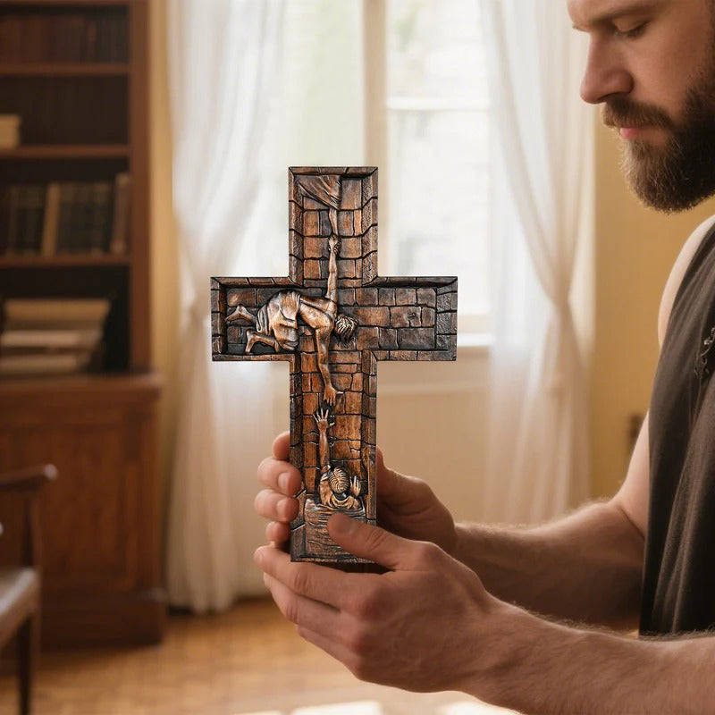 Savior Jesus Cross Godly Grind Christian Carved