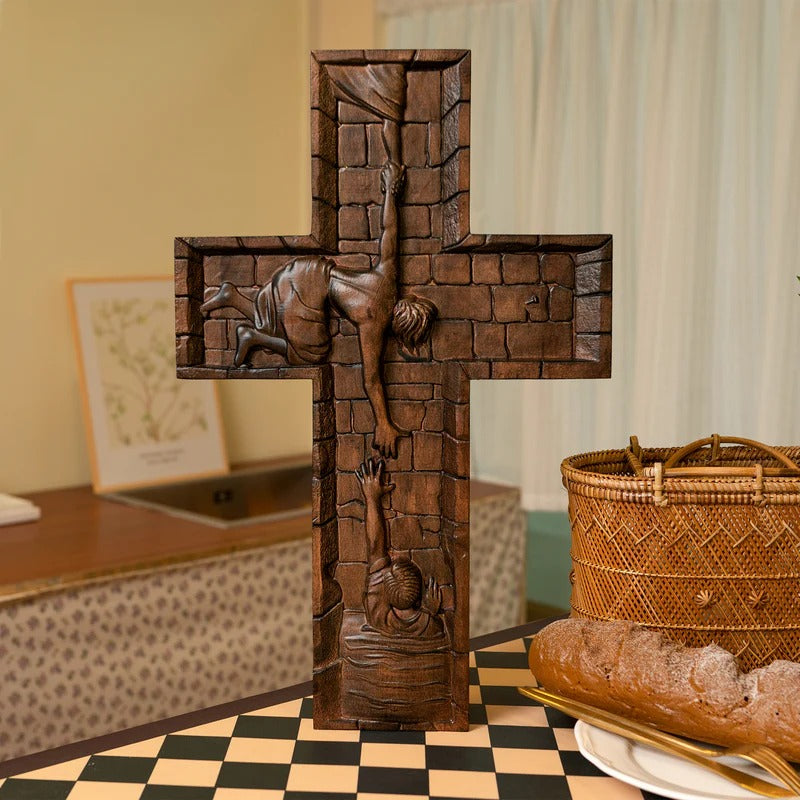 Savior Jesus Cross Godly Grind Christian Carved
