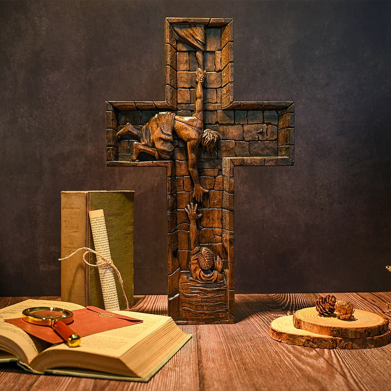 Savior Jesus Cross Godly Grind Christian Carved