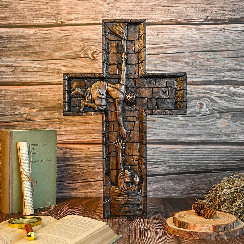 Savior Jesus Cross Godly Grind Christian Carved