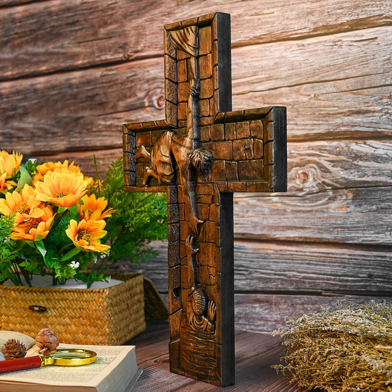 Savior Jesus Cross Godly Grind Christian Carved