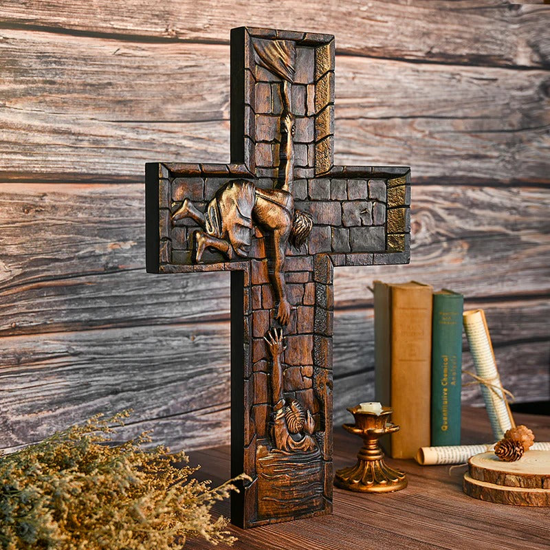 Savior Jesus Cross Godly Grind Christian Carved