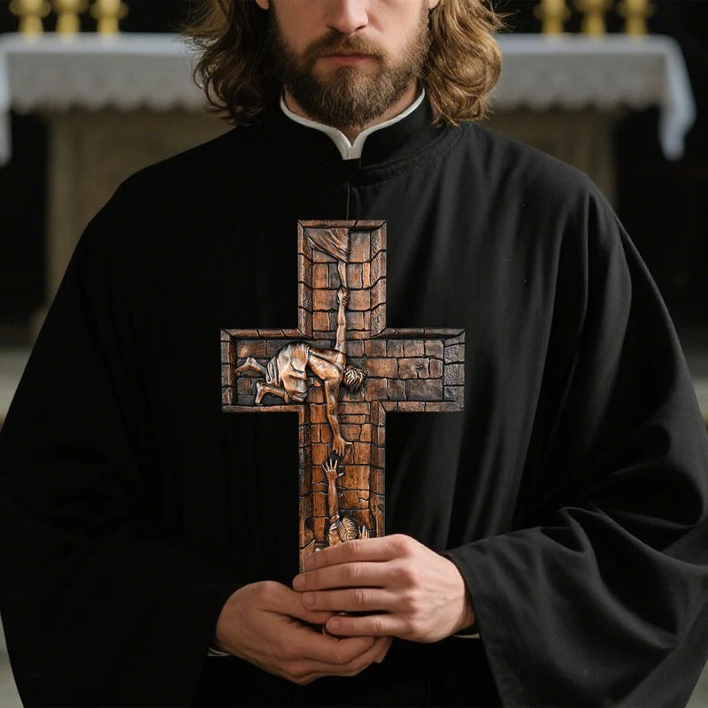 Savior Jesus Cross Godly Grind Christian Carved