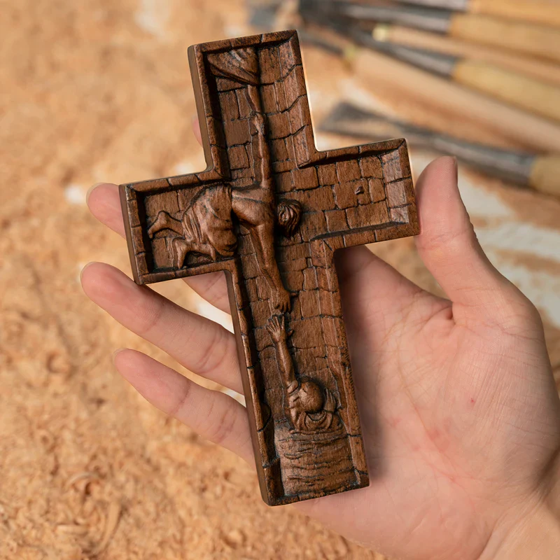 Savior Jesus Cross Godly Grind Christian Carved
